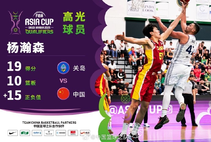 8中7拿到19分9籃板！楊瀚森當(dāng)選中國男籃VS關(guān)島高光球員